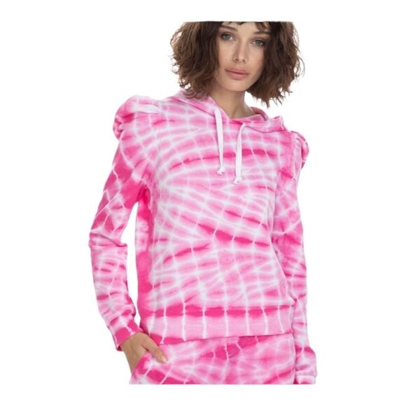 Generation Love Carla Pink White Tie Dye Puff Sleeve Hoodie Sweatshirt SZ XS NWT - Picture 1 of 16